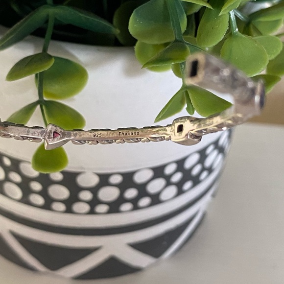 STEPHEN DWECK Diamonds Sterling SILVER purple Amethyet Etched BANGLE BRACELET - Picture 8 of 13